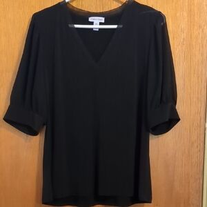 Calvin Klein Black Cuffed Sleeve Blouse